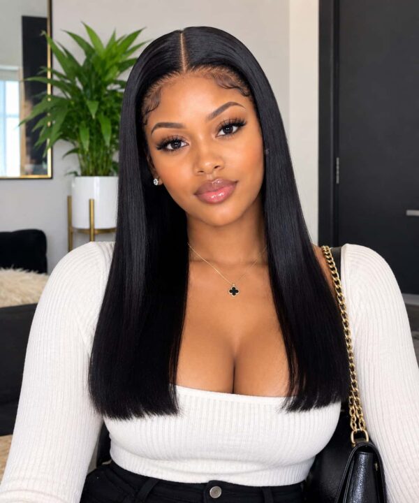 Grade 13 Straight Black Brazilian Weave full frontal 16 inches: