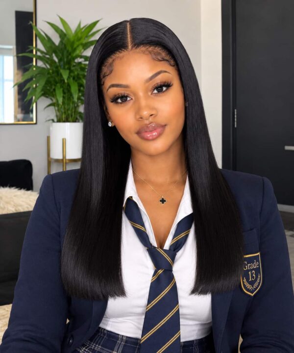Grade 13 Straight Black Brazilian Weave full frontal 18 inches