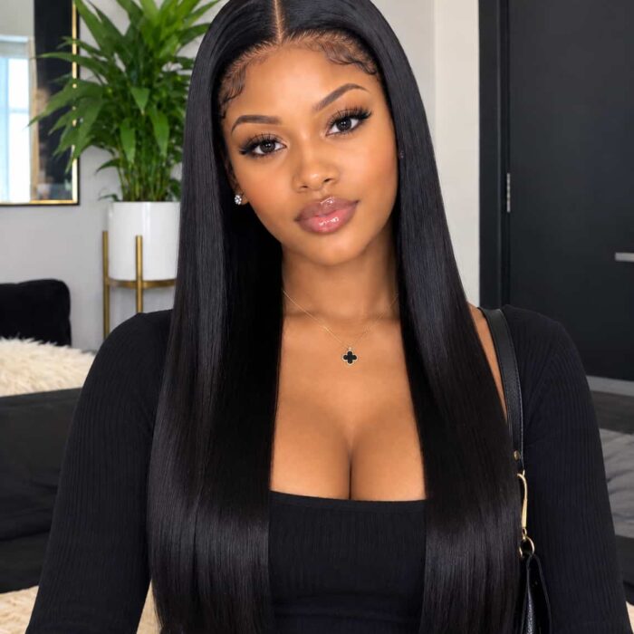 Grade 13 Straight Black Brazilian Weave full frontal 20 inches
