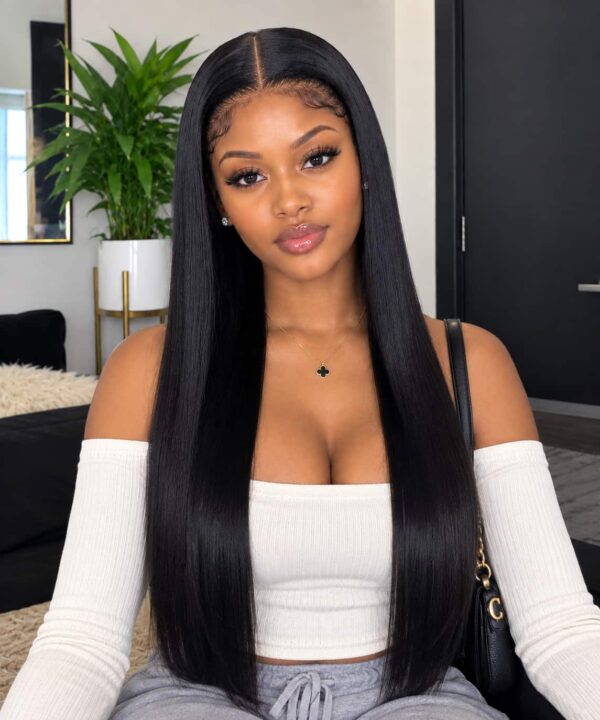 Grade 13 Straight Black Brazilian Weave full frontal 22 inches