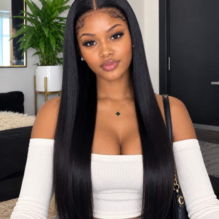 Grade 13 Straight Black Brazilian Weave full frontal 22 inches
