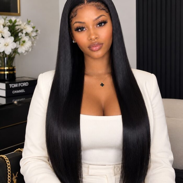 Grade 13 Straight Black Brazilian Weave full frontal 26 inches