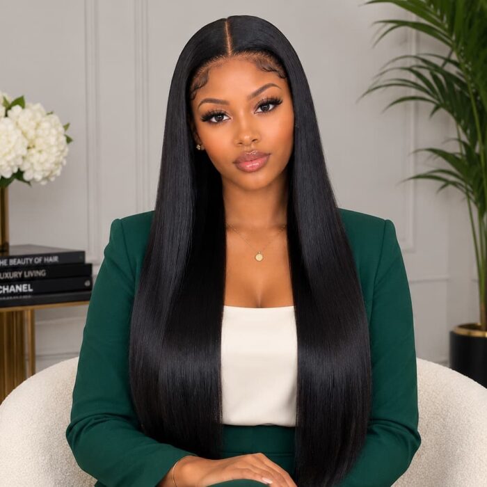 Grade 13 Straight Black Brazilian Weave full frontal 22 inches