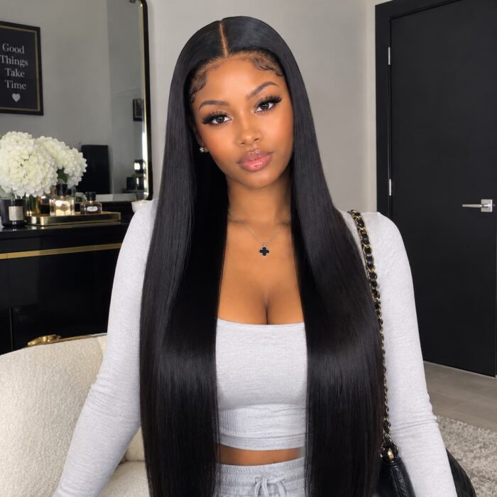 Grade 13 Straight Black Brazilian Weave full frontal 24 inches