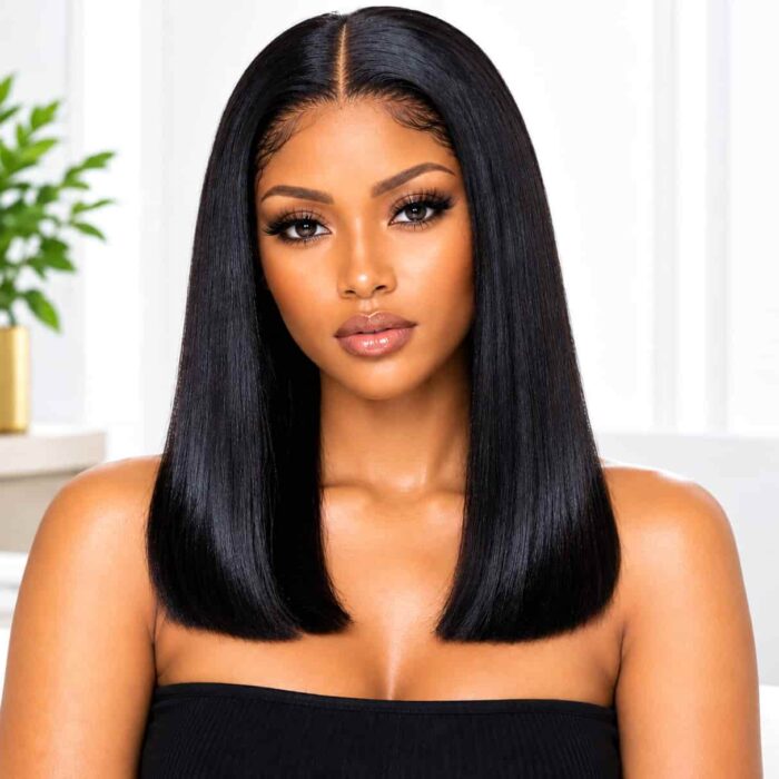 Grade 13 Straight Black Brazilian Weave full frontal 10 inches:
